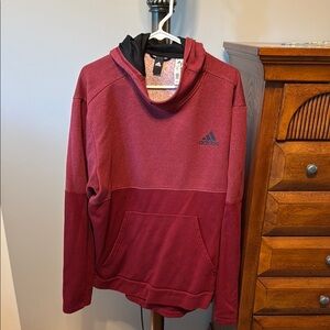 Adidas Red Sweatshirt High Collar Athletic Hoodie
